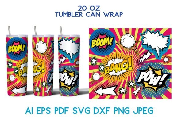 20 Oz Tumbler Comics Cartoon SVG: Graphics & Tumbler Wraps