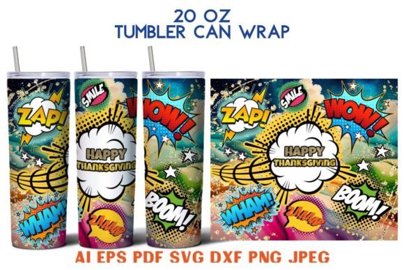 20 Oz Tumbler Happy Thanksgiving SVG: Tumbler Wraps Graphics