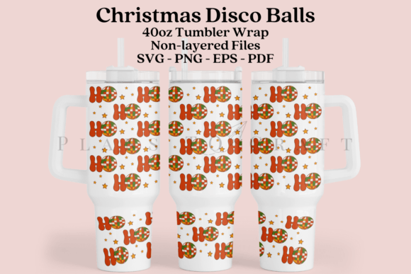 Christmas Disco Balls 40oz Tumbler Wrap for Crafts Graphics