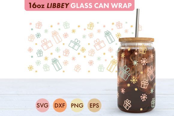 Christmas Gift Box SVG for 16 Oz Libbey Cups