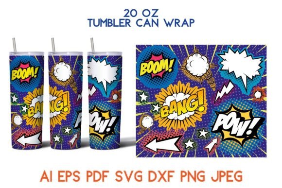 Comics Cartoon Tumbler Graphics for Playful Brand Wraps