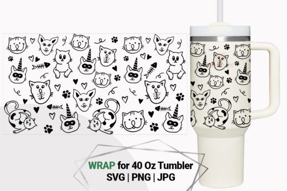 Cute Cats Wrap for 40 Oz Tumbler: Graphics & Crafts