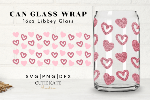 Cute Heart Valentine Can Glass SVG for Graphics & Crafts