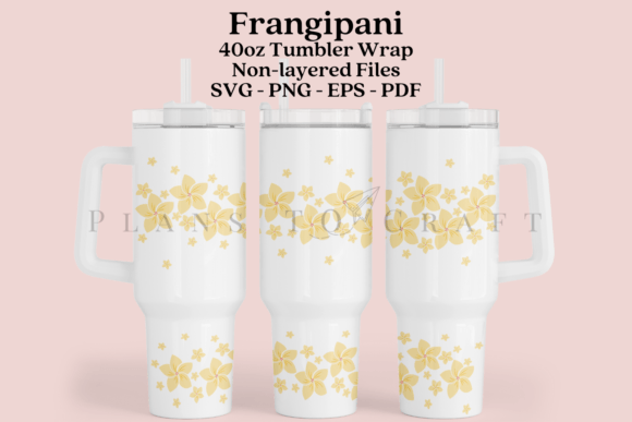 Frangipani 40oz Tumbler Sublimation Wrap: Graphics & Crafts