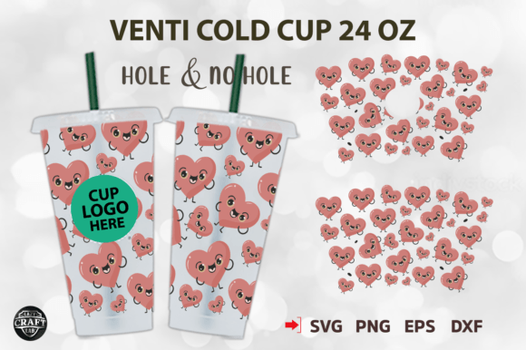 Funny Heart Valentine Venti Cold: Graphics & Tumbler Wraps