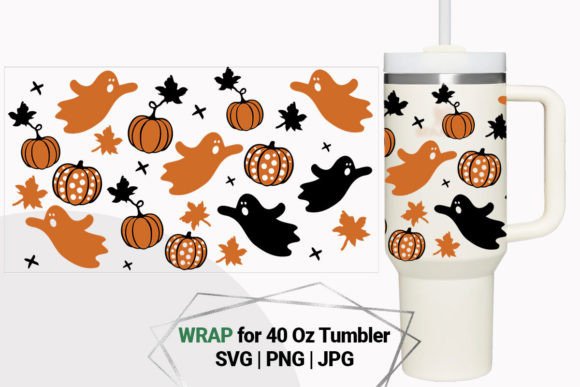 Ghost Pumpkin Wrap Graphics for 40 Oz Tumbler Crafts