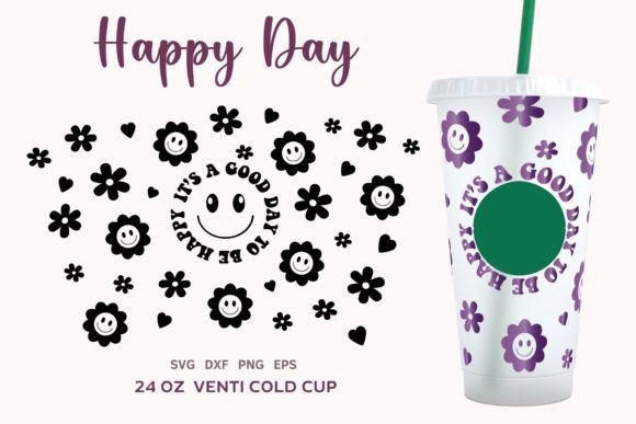 Happy Face SVG Venti Cold Cup 24oz: Graphics & Crafts