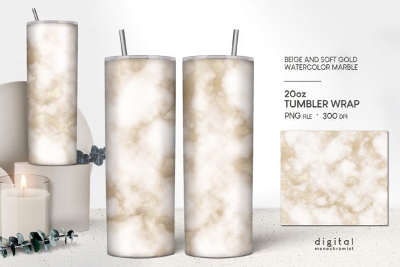 Light Beige Gold Marble Tumbler Wrap PNG: Graphics for Crafts & Content