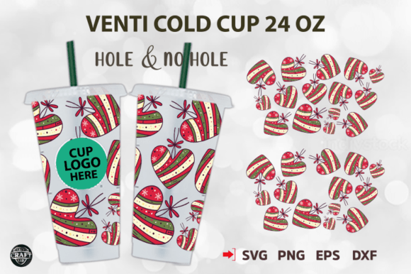 Love Heart Christmas Venti Cold Cup 24oz Tumbler Wrap Graphics