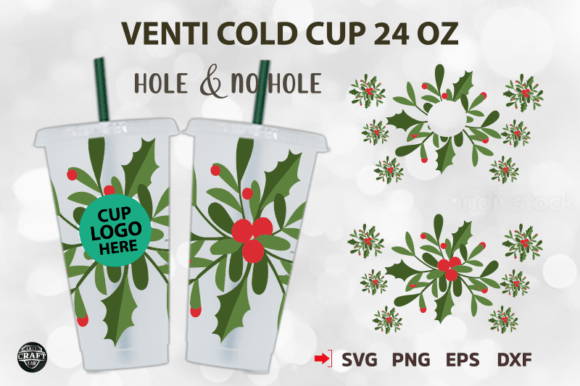 Mistletoe Christmas Venti Cold Cup 24oz Tumbler Graphics