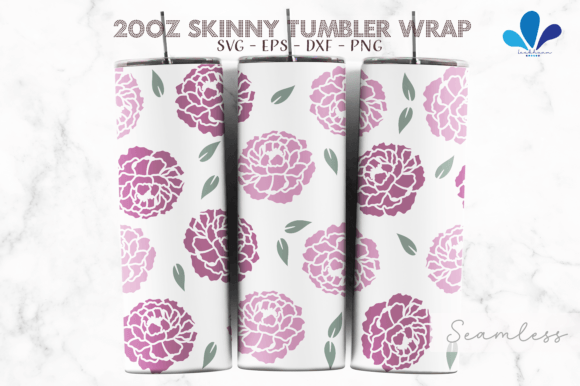 Peony Love Flower Seamless SVG Wrap: Graphics & Print