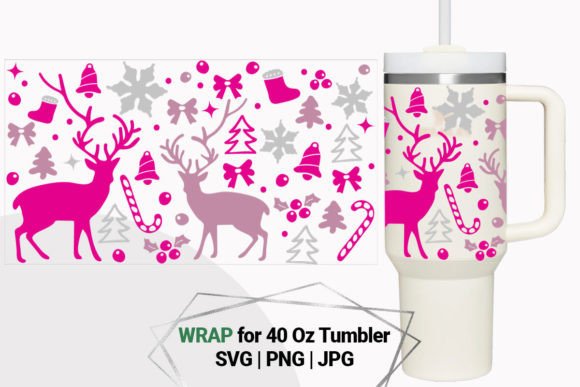 Pink Christmas Wrap for 40 Oz Tumbler Graphics & Crafts