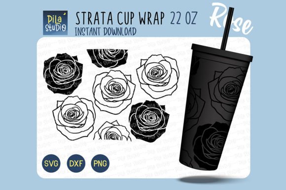 Rose Flower Strata Cup 22 Oz SVG PNG Graphics & Illustrations