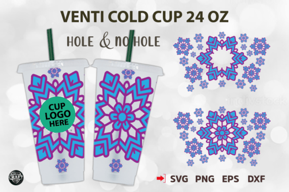 Snowflake Christmas Venti Cup 24oz Tumbler Wraps Graphics