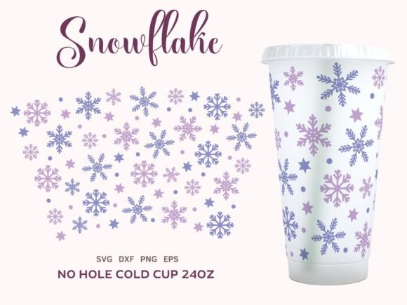Snowflake Wrap Cold Cup 24 Oz Graphics for Crafts
