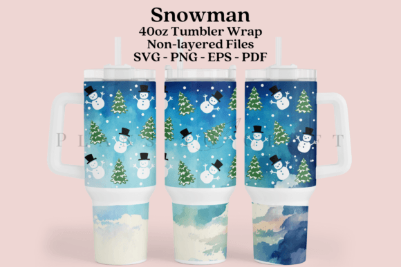 Snowman 40oz Tumbler Sublimation Graphics for Crafts Publishing