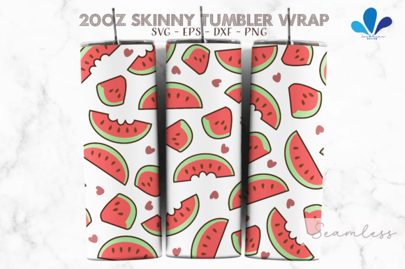 Summer Watermelon Doodle Heart SVG Wrap Print & Graphics