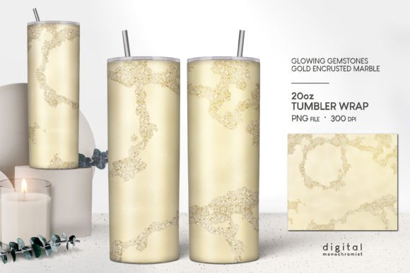Warm Yellow Gold Marble Tumbler Wrap PNG: Graphics for Crafts & Branding