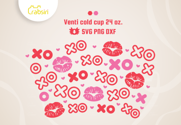 XOXO Kisses Cold Cup No Hole 24oz SVG: Graphics & Crafts